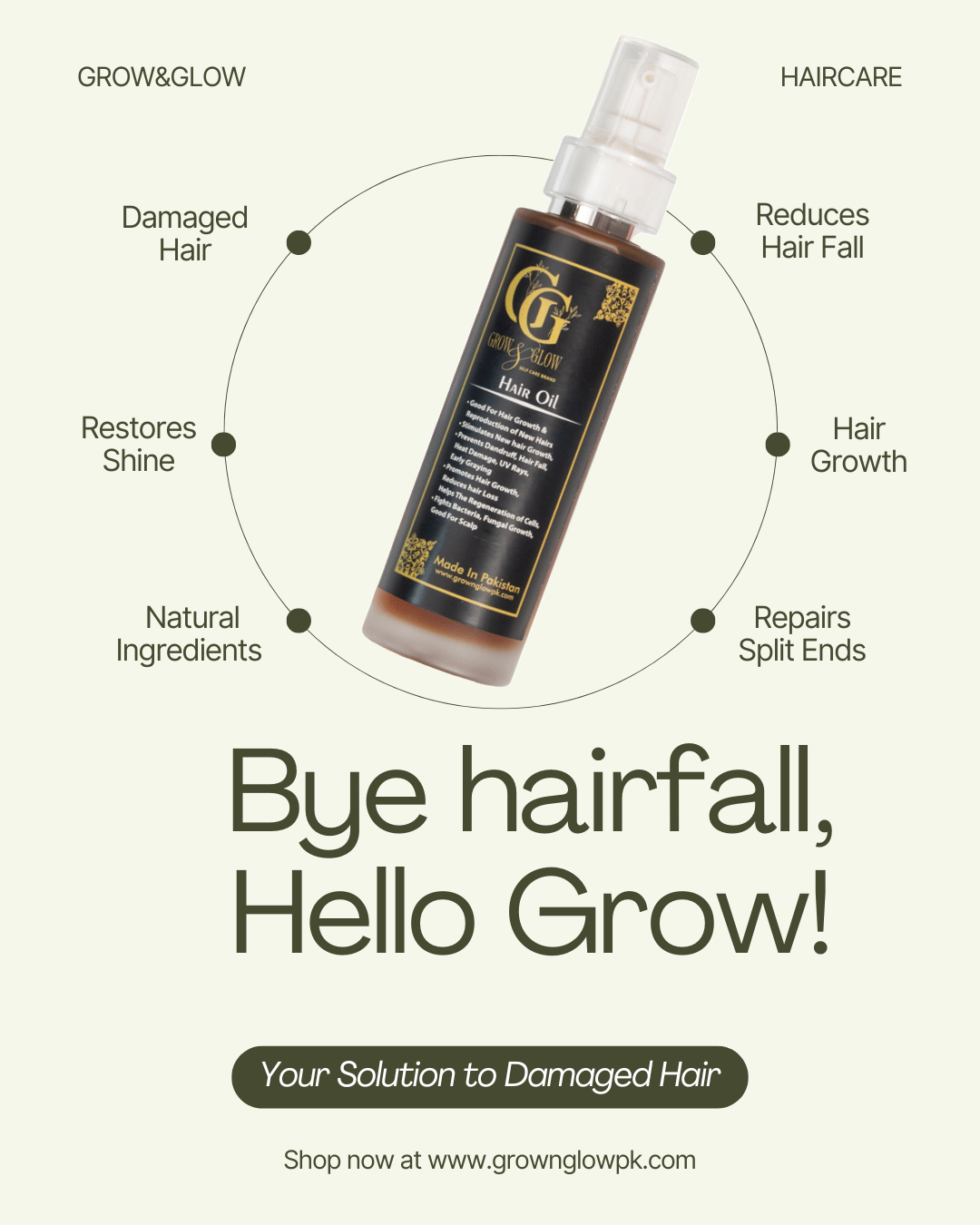 Grow&Glow – Nourishing Oil for Hair Growth & Damage Repair 100 ml